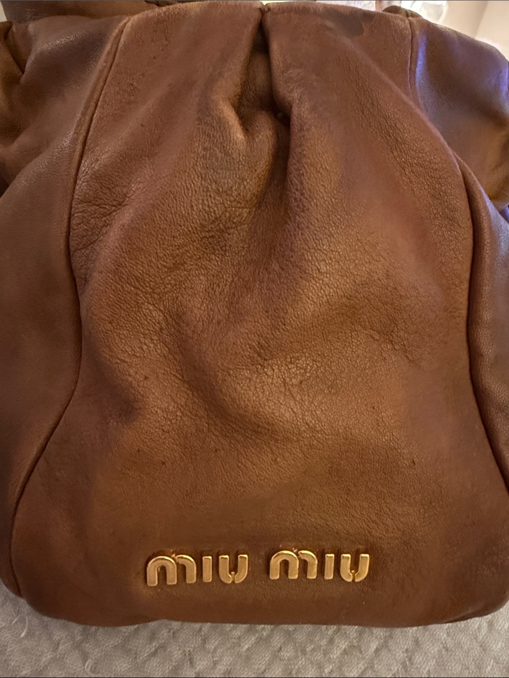 MIU MIU by PRADA Vintage Nappa 2Way Brown Leather Satchel Gold Hardware - Picture 4 of 12